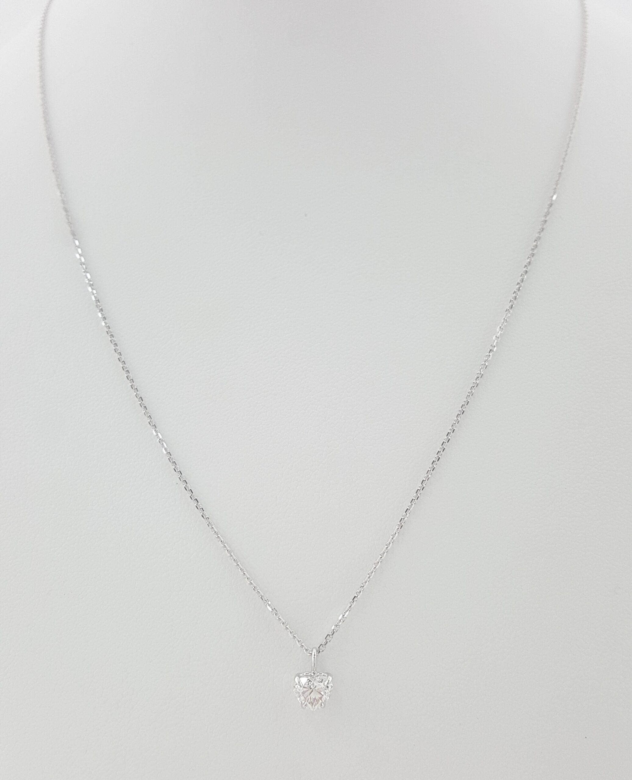 Heart Brilliant Diamond Solitaire Pendant Necklace 0.72 ct 14K White Gold