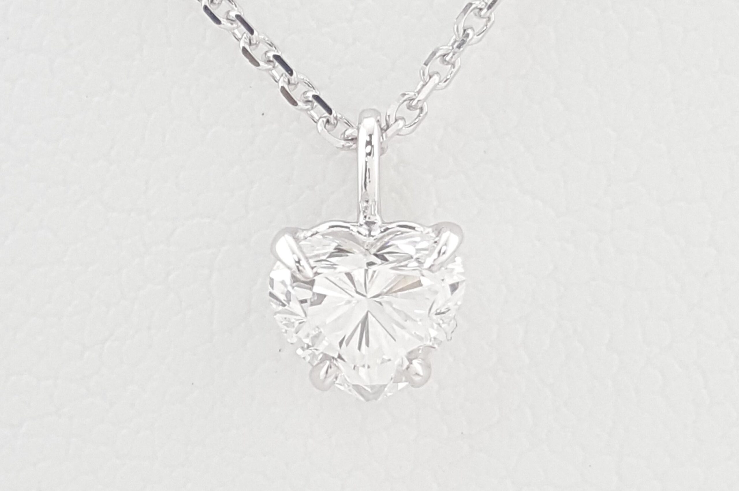 Heart Brilliant Diamond Solitaire Pendant Necklace 0.72 ct 14K White Gold