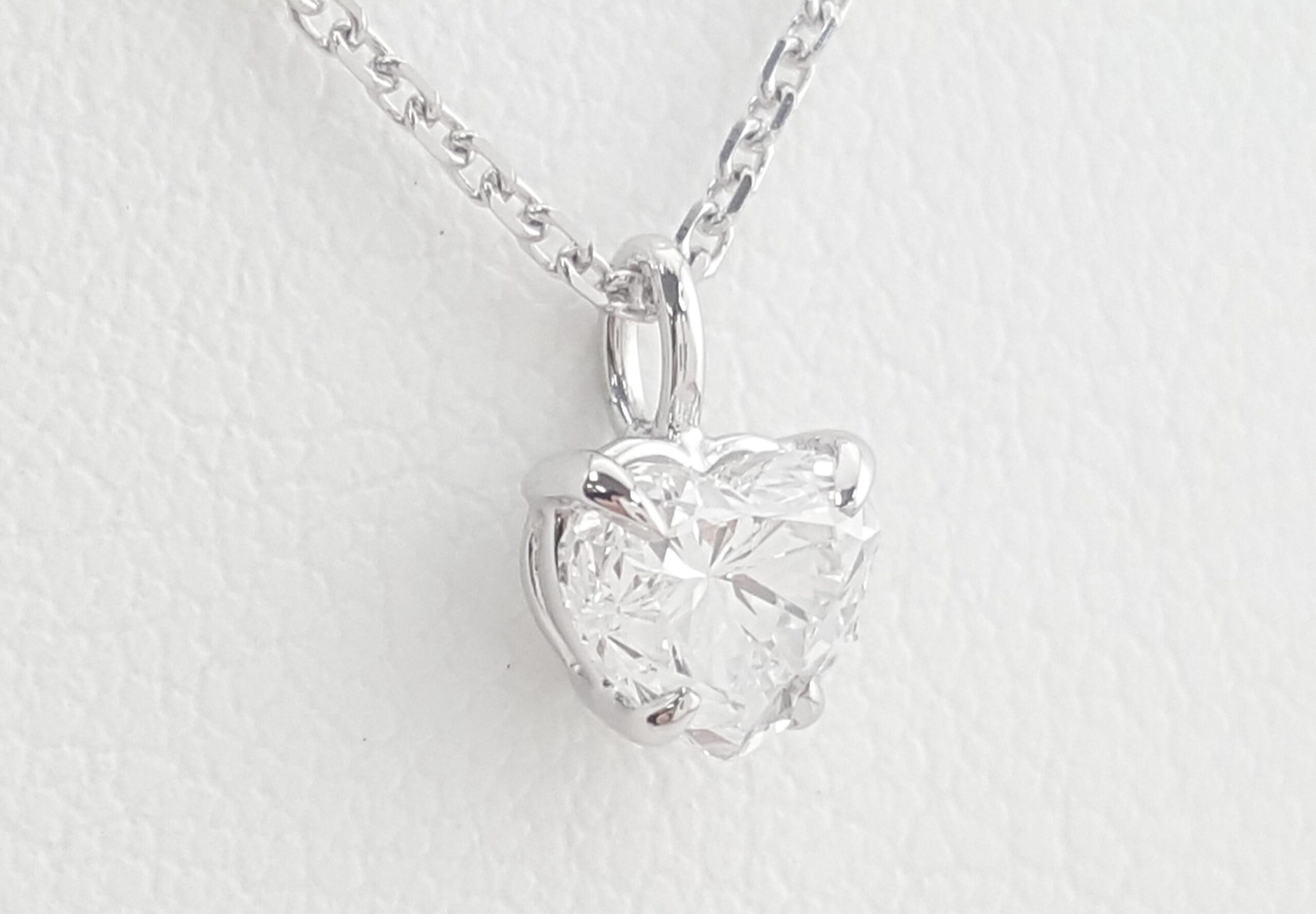 Heart Brilliant Diamond Solitaire Pendant Necklace 0.72 ct 14K White Gold