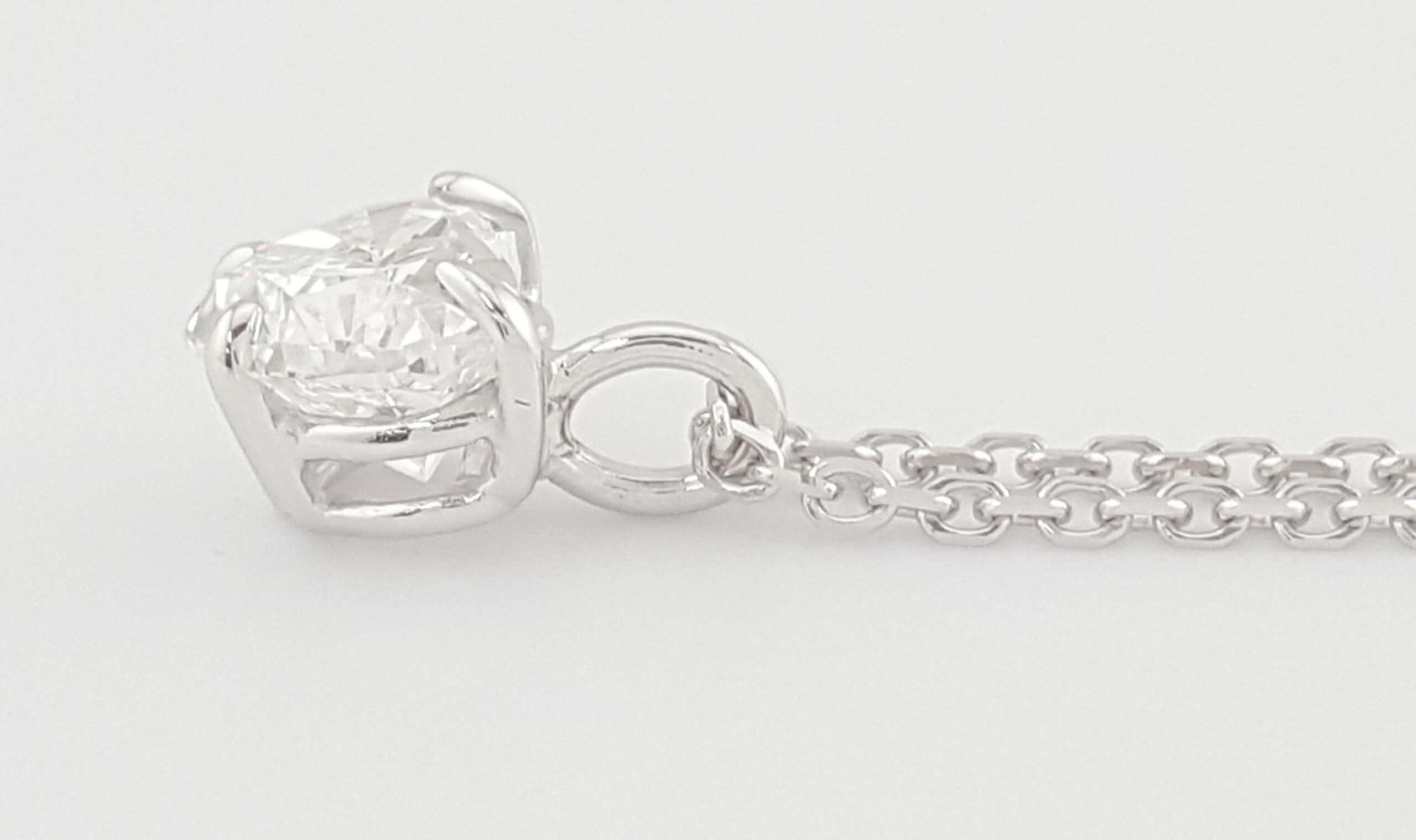 Heart Brilliant Diamond Solitaire Pendant Necklace 0.72 ct 14K White Gold