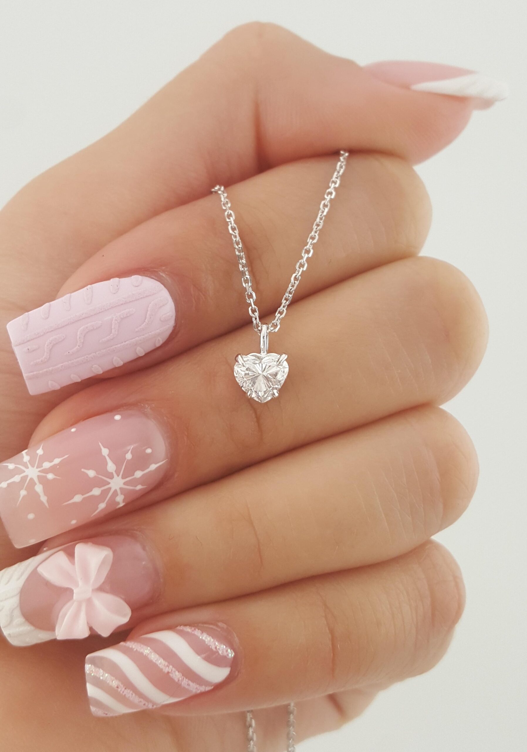 Heart Brilliant Diamond Solitaire Pendant Necklace 0.72 ct 14K White Gold