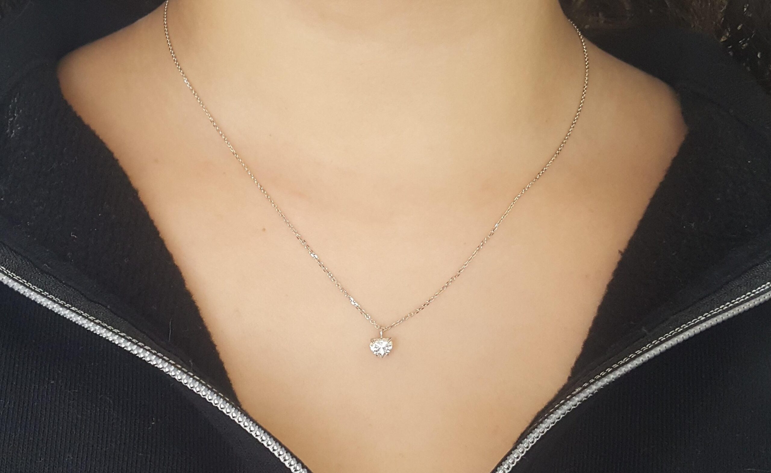 Heart Brilliant Diamond Solitaire Pendant Necklace 0.72 ct 14K White Gold