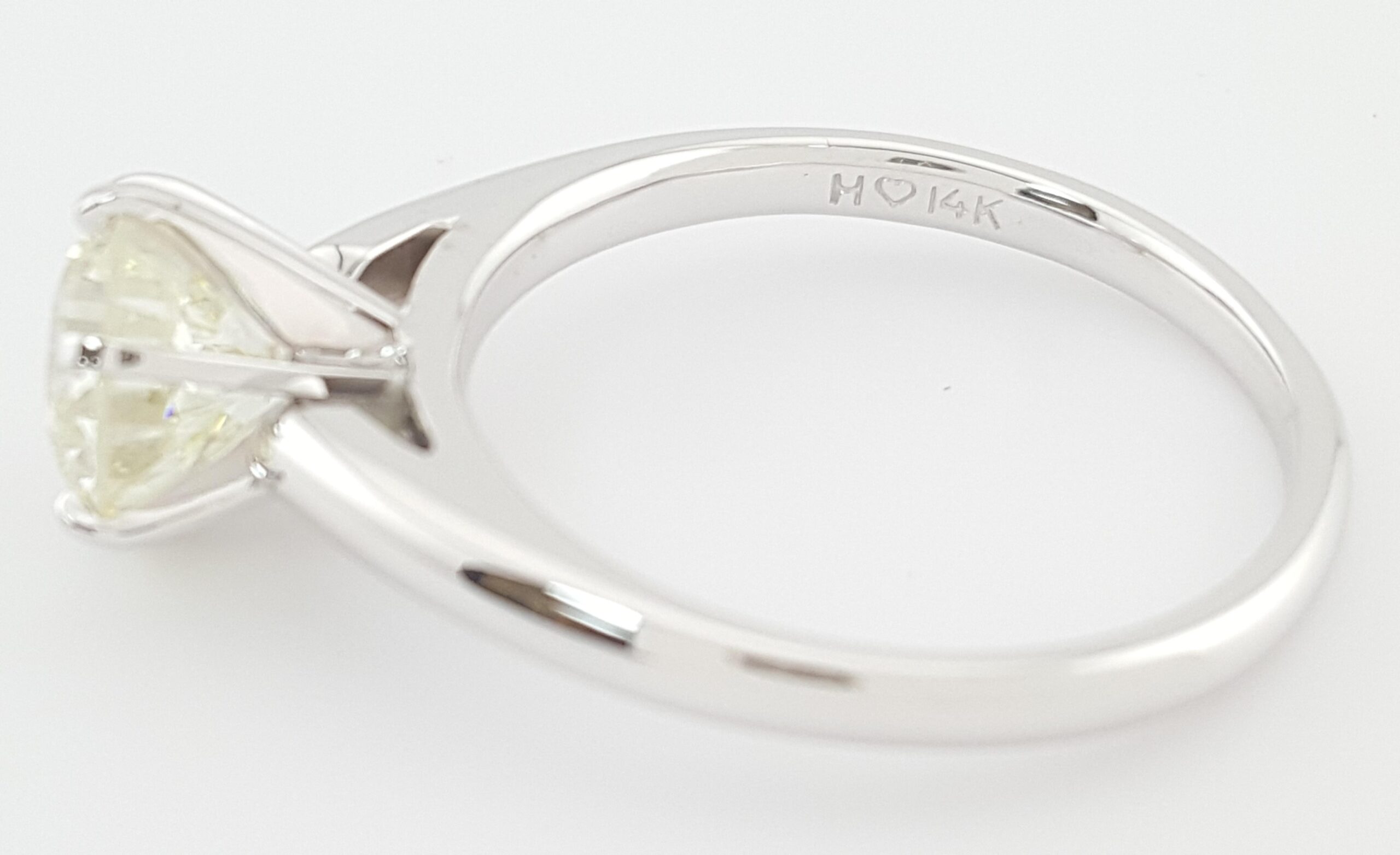 Antique Old European Diamond Solitaire Engagement Ring 1.8 ct 14k White Gold