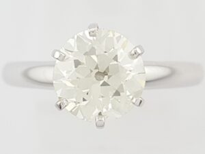 Antique Old European Diamond Solitaire Engagement Ring 1.8 ct 14k White Gold