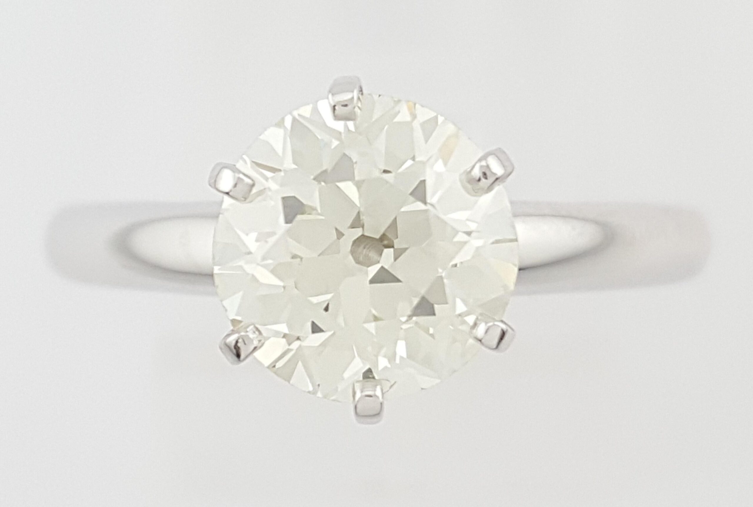 Antique Old European Diamond Solitaire Engagement Ring 1.8 ct 14k White Gold