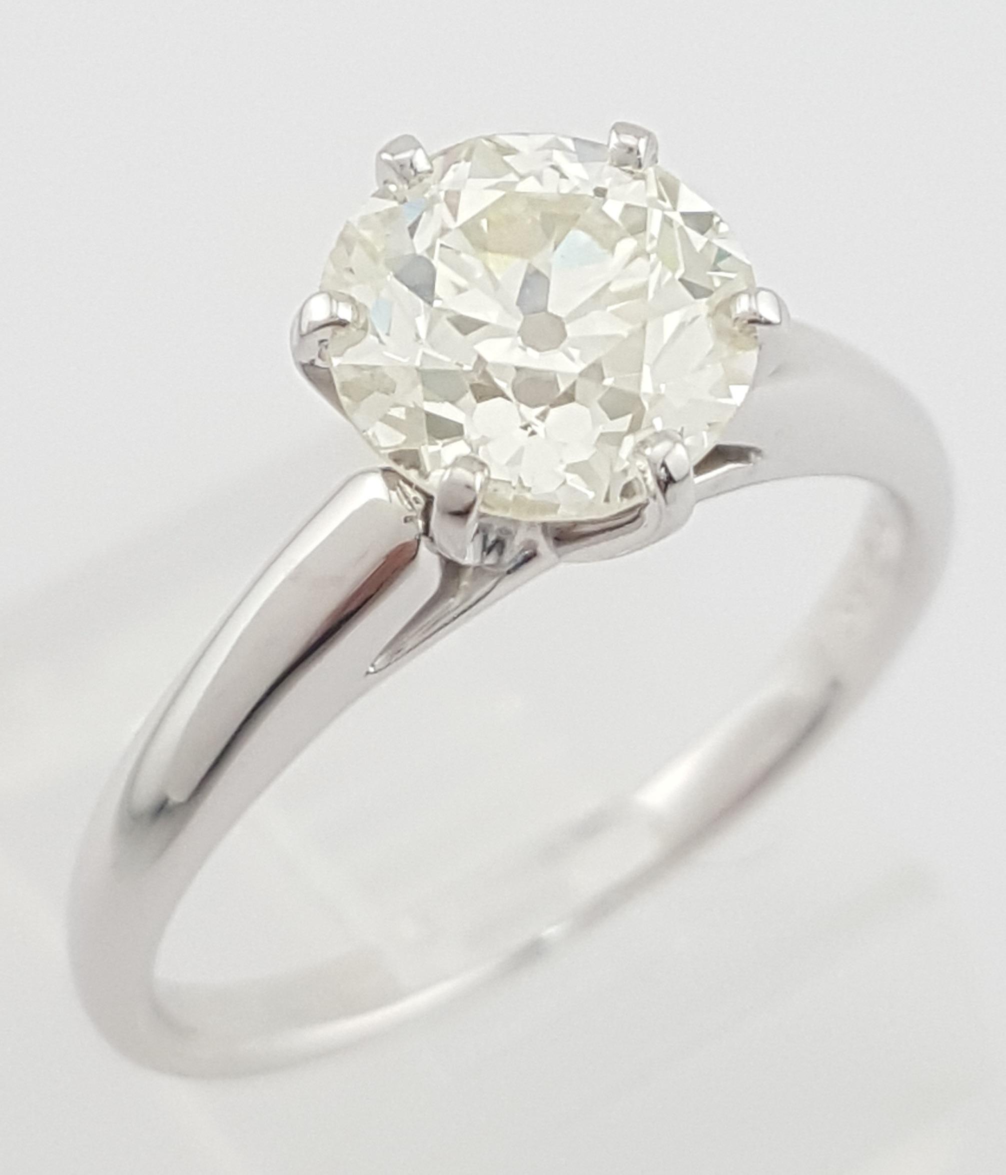 Antique Old European Diamond Solitaire Engagement Ring 1.8 ct 14k White Gold