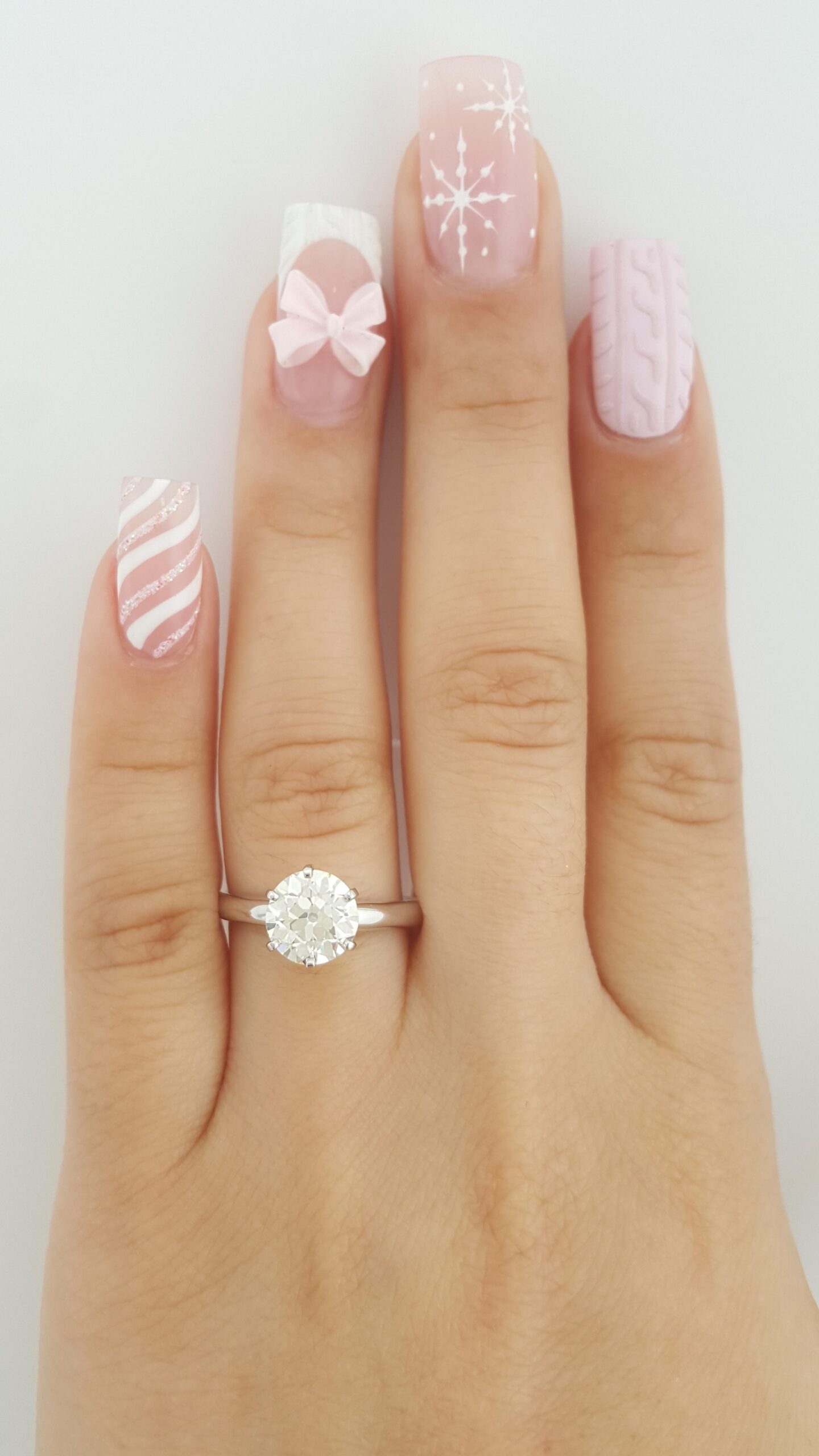 Antique Old European Diamond Solitaire Engagement Ring 1.8 ct 14k White Gold