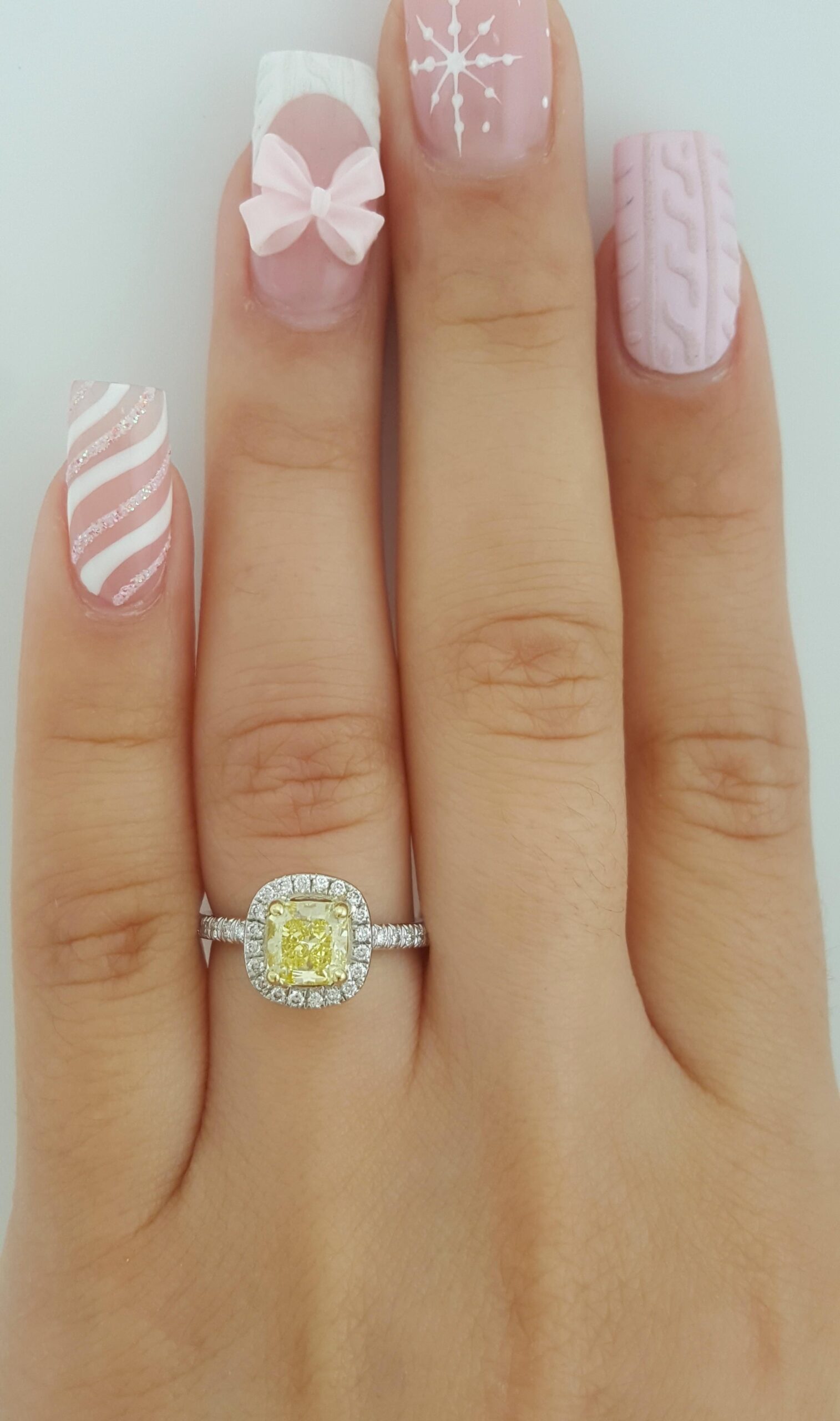 Fancy Intense Yellow Radiant Diamond Halo Engagement Ring 1.27 ct 14k Rtl $12.5K