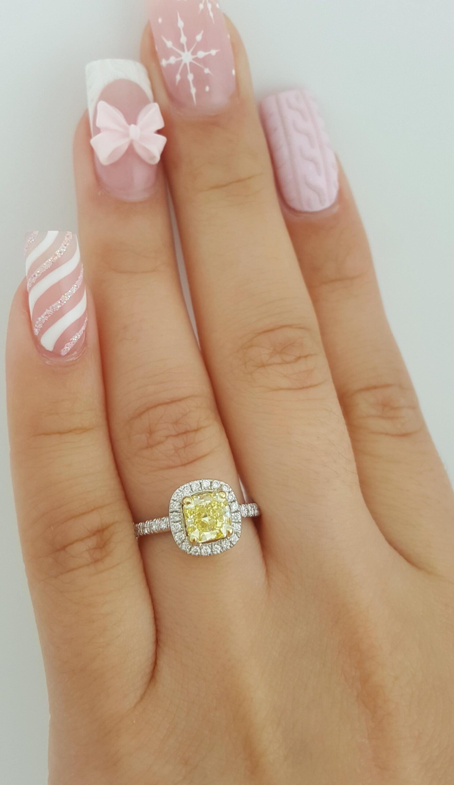 Fancy Intense Yellow Radiant Diamond Halo Engagement Ring 1.27 ct 14k Rtl $12.5K