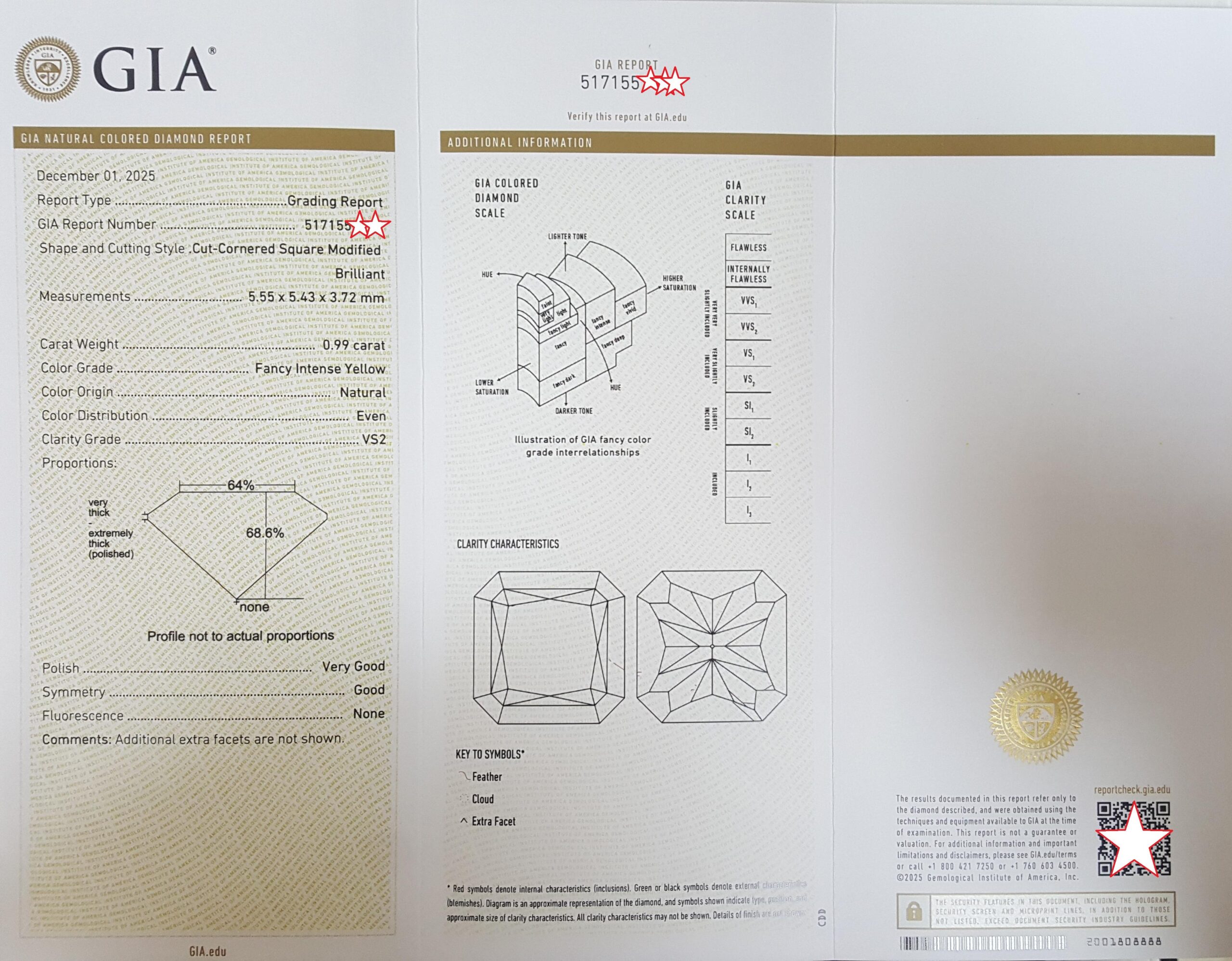 Fancy Intense Yellow Radiant Diamond Halo Engagement Ring 1.27 ct 14k Rtl $12.5K