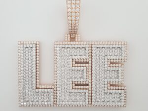 Diamond Lee Pendant 14.89 ct 75 Grams 2.65" 10k Rose & White Gold