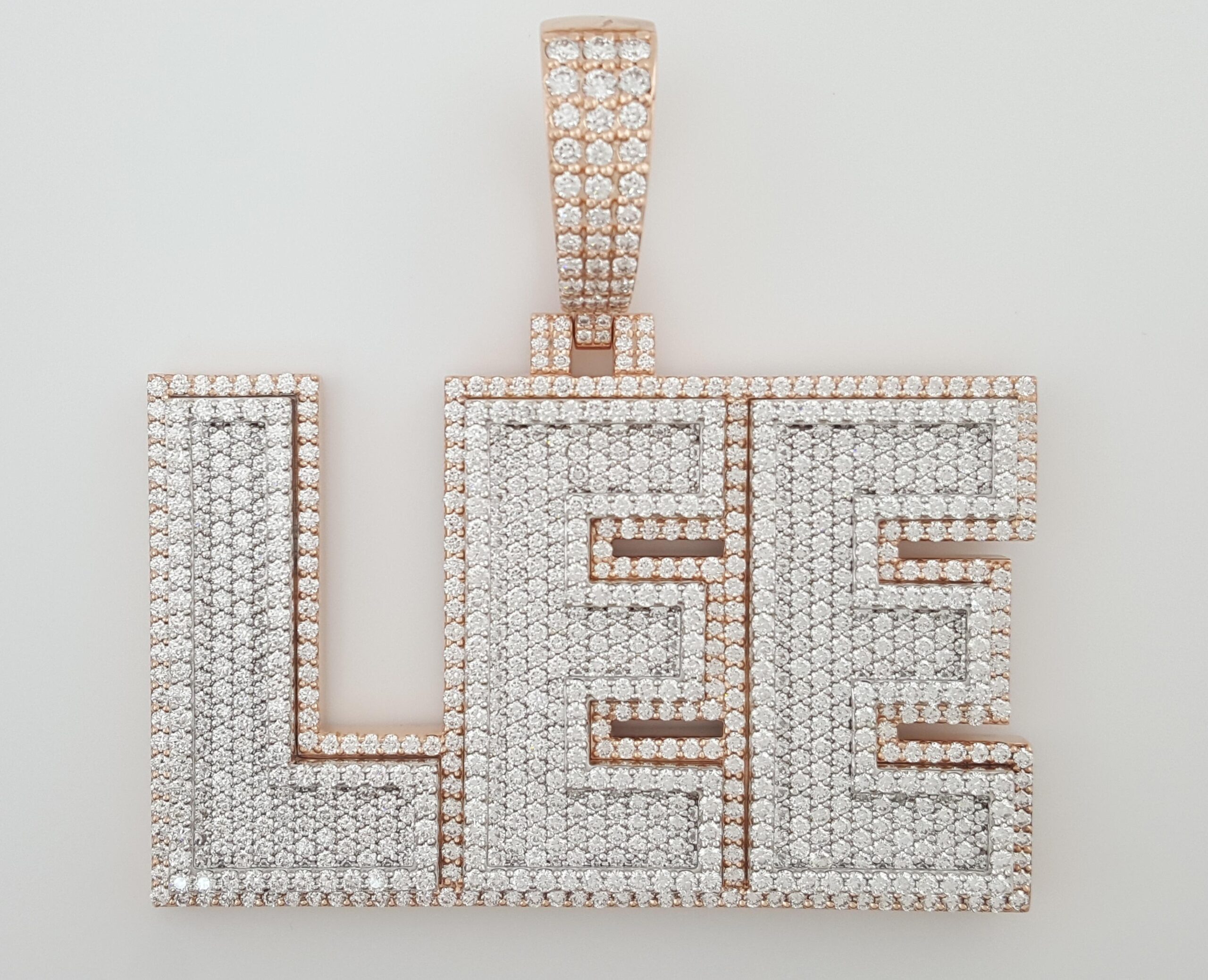 Diamond Lee Pendant 14.89 ct 75 Grams 2.65" 10k Rose & White Gold