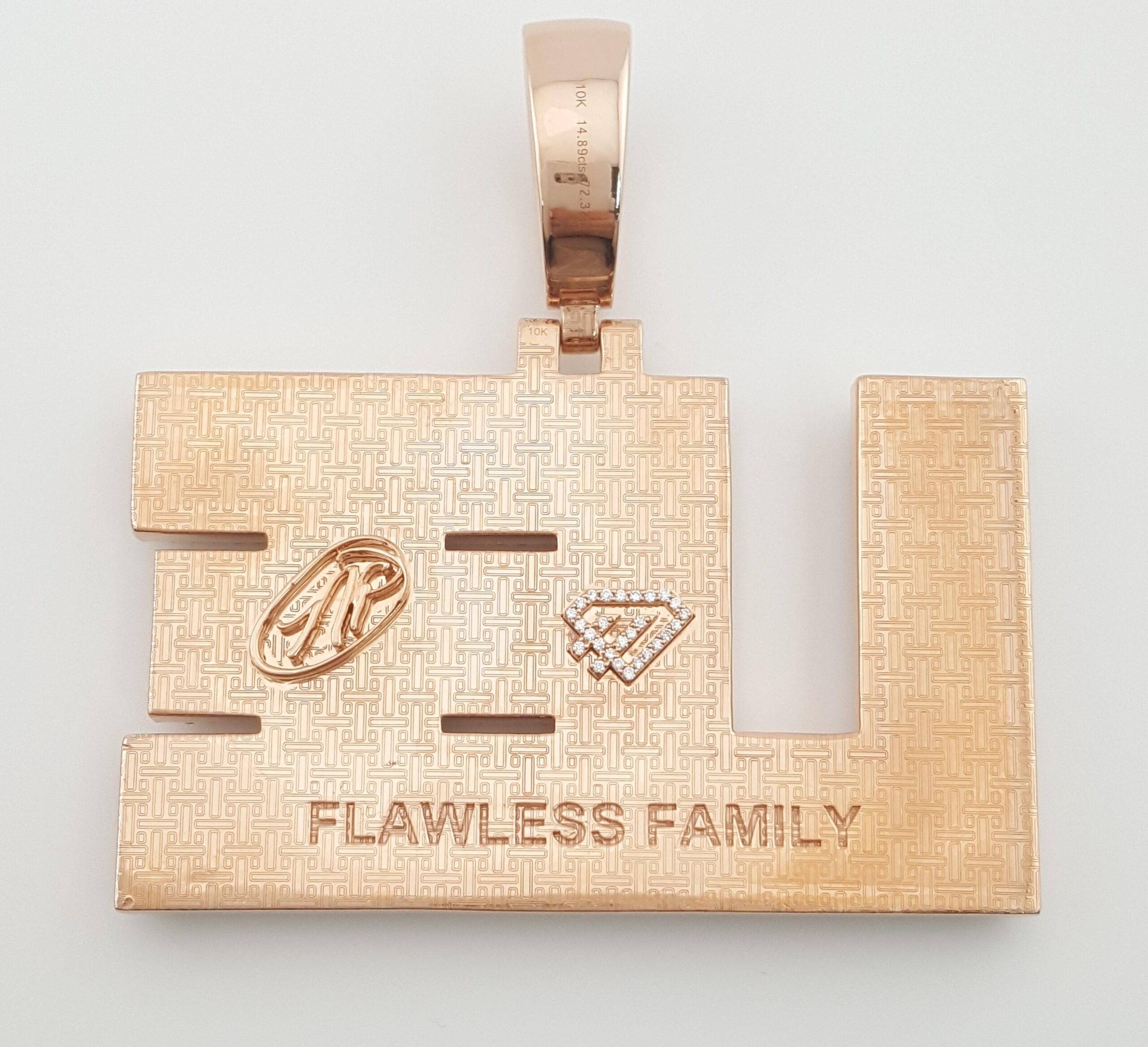 Diamond Lee Pendant 14.89 ct 75 Grams 2.65" 10k Rose & White Gold