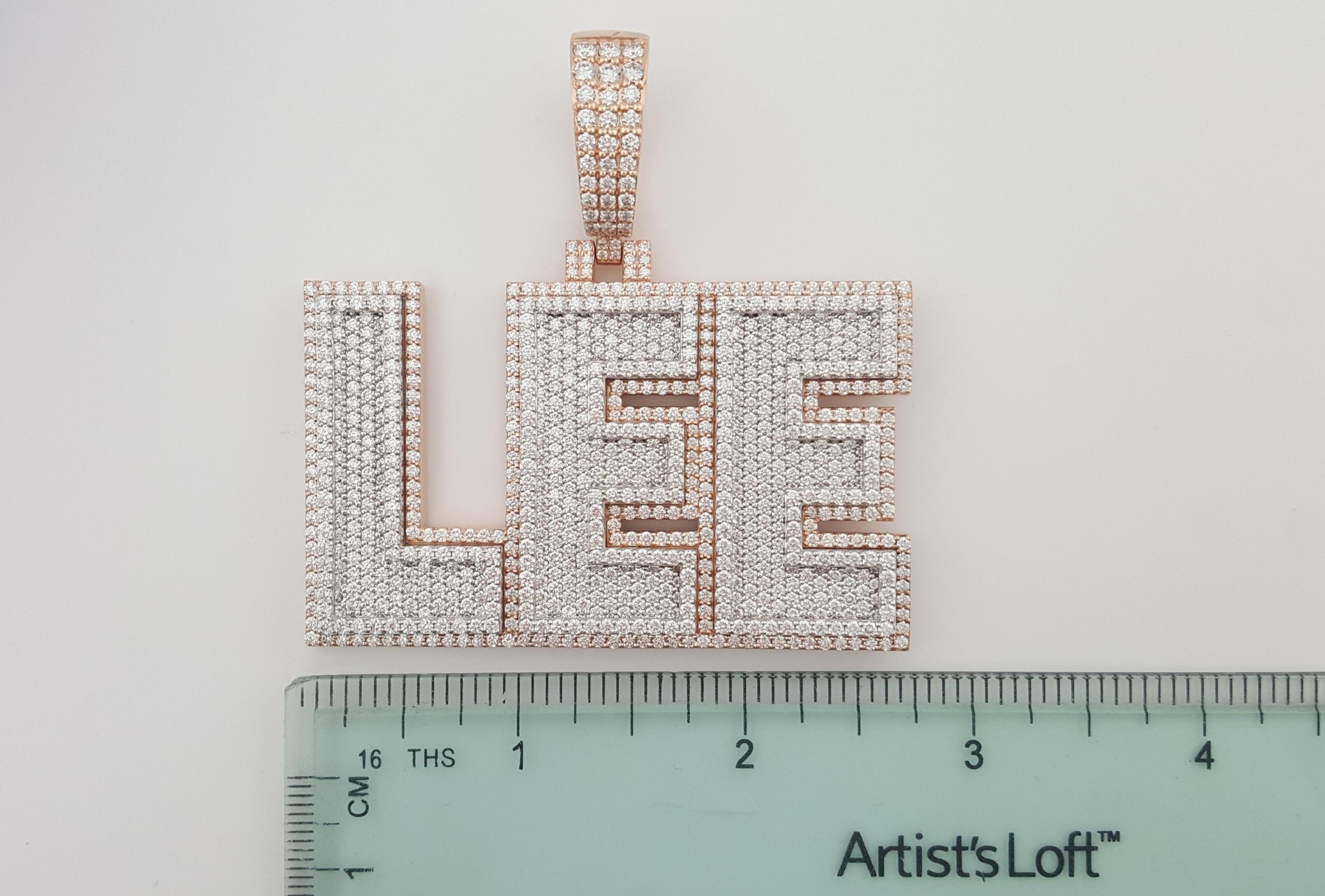 Diamond Lee Pendant 14.89 ct 75 Grams 2.65" 10k Rose & White Gold
