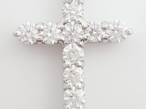 Round Brilliant Cut Diamond Cross Pendant 1 ct Platinum 21.4 mm 2.6 Grams $3,495