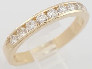 Round Diamond Channel Set Wedding Band Ring 0.5 ct In 14K Yellow Gold 3 mm