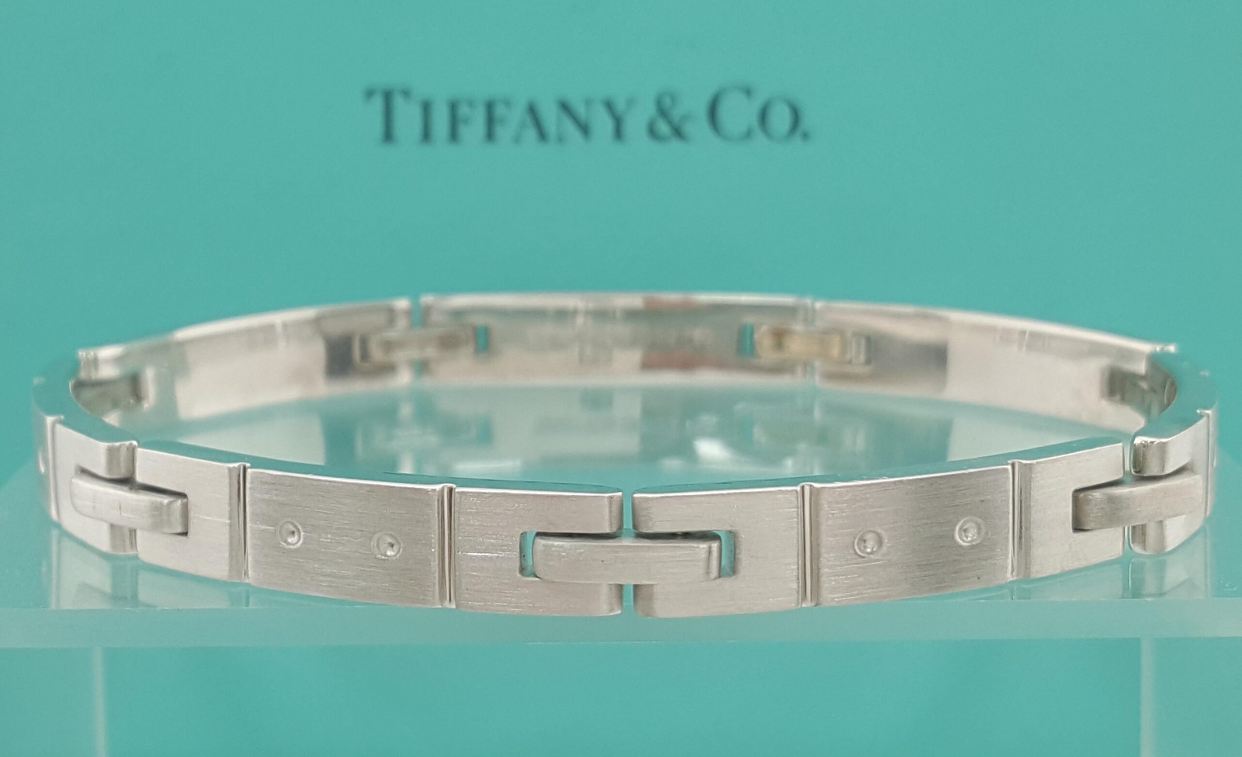 Tiffany & Co. Streamerica 18K White Gold Flat Link Bracelet 48.5 grams 8" 6.5 mm