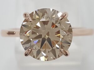 Natural Champagne Round Diamond Solitaire Engagement Ring 3.52 ct 14k Rose Gold