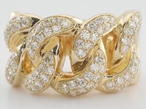Diamond Cuban Link Gent's Ring 1.3 ct 14k Yellow Gold 8.8 Grams