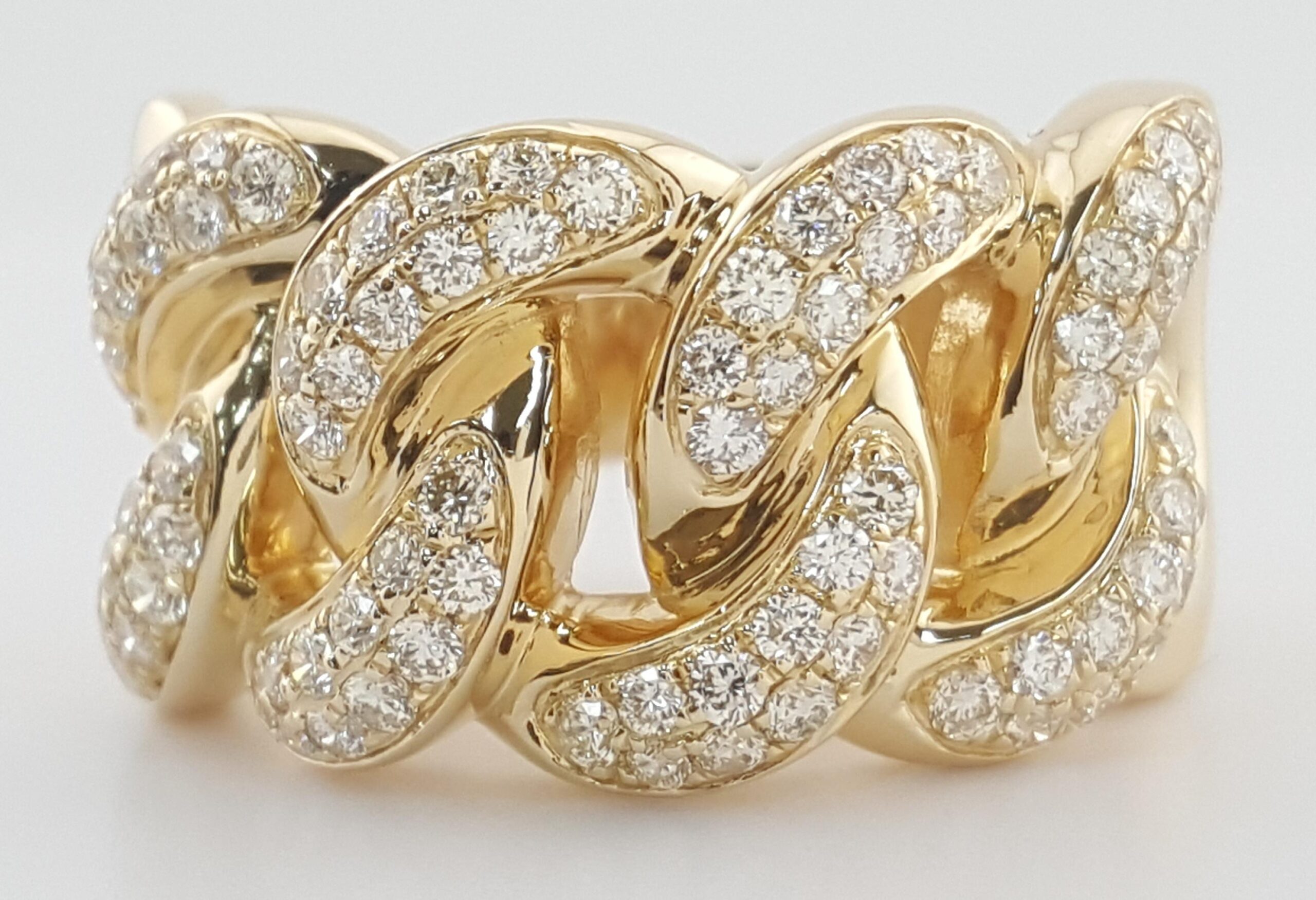 Diamond Cuban Link Gent's Ring 1.3 ct 14k Yellow Gold 8.8 Grams