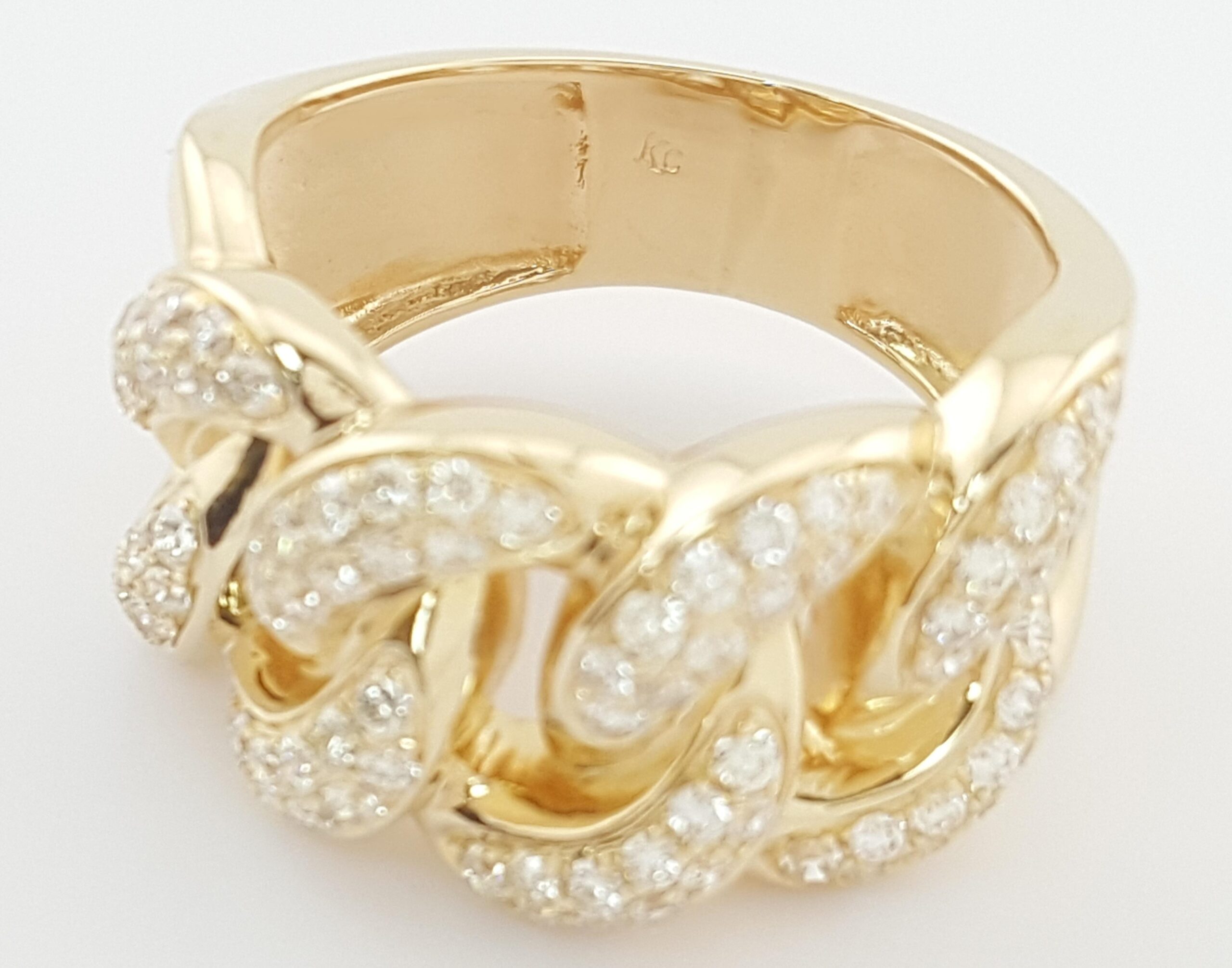 Diamond Cuban Link Gent's Ring 1.3 ct 14k Yellow Gold 8.8 Grams