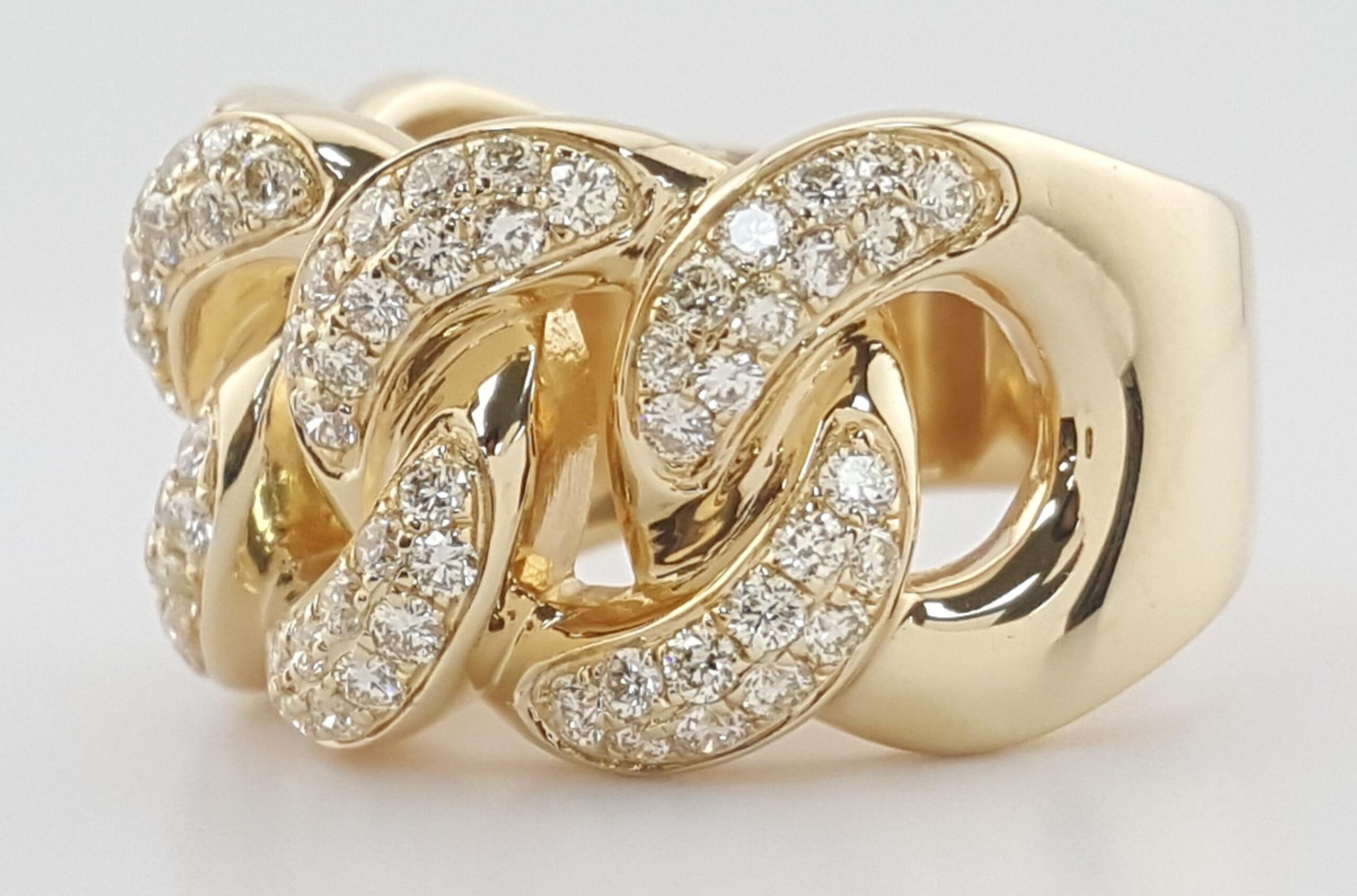 Diamond Cuban Link Gent's Ring 1.3 ct 14k Yellow Gold 8.8 Grams