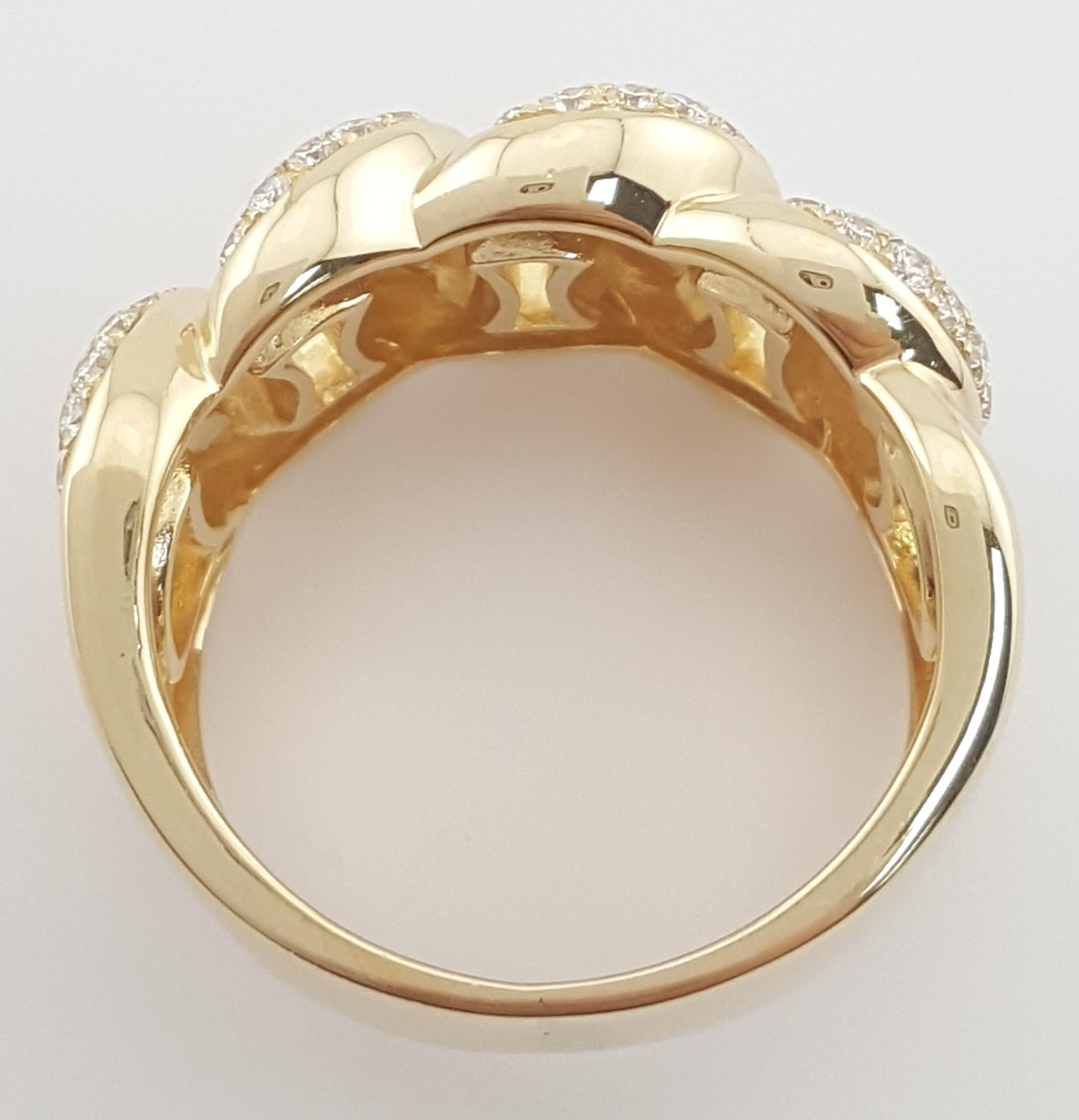 Diamond Cuban Link Gent's Ring 1.3 ct 14k Yellow Gold 8.8 Grams