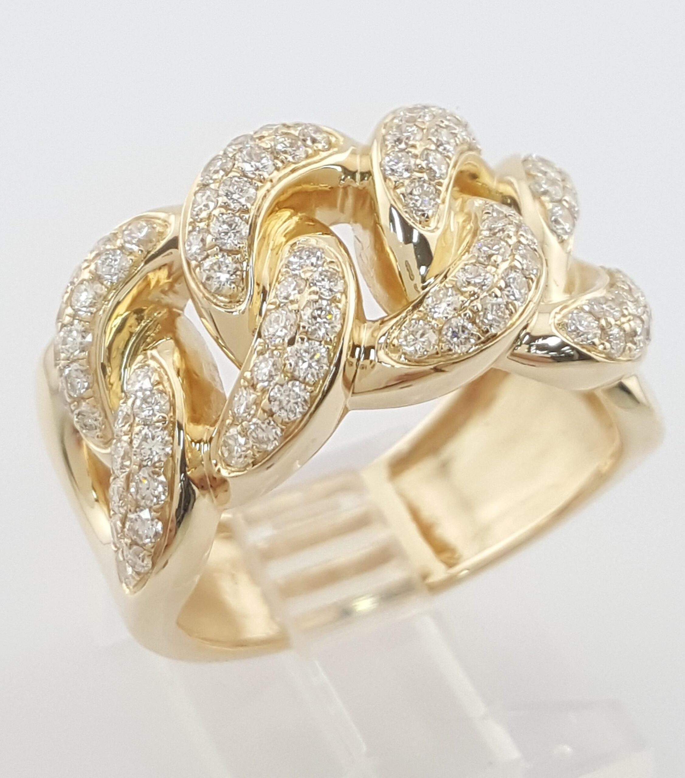 Diamond Cuban Link Gent's Ring 1.3 ct 14k Yellow Gold 8.8 Grams