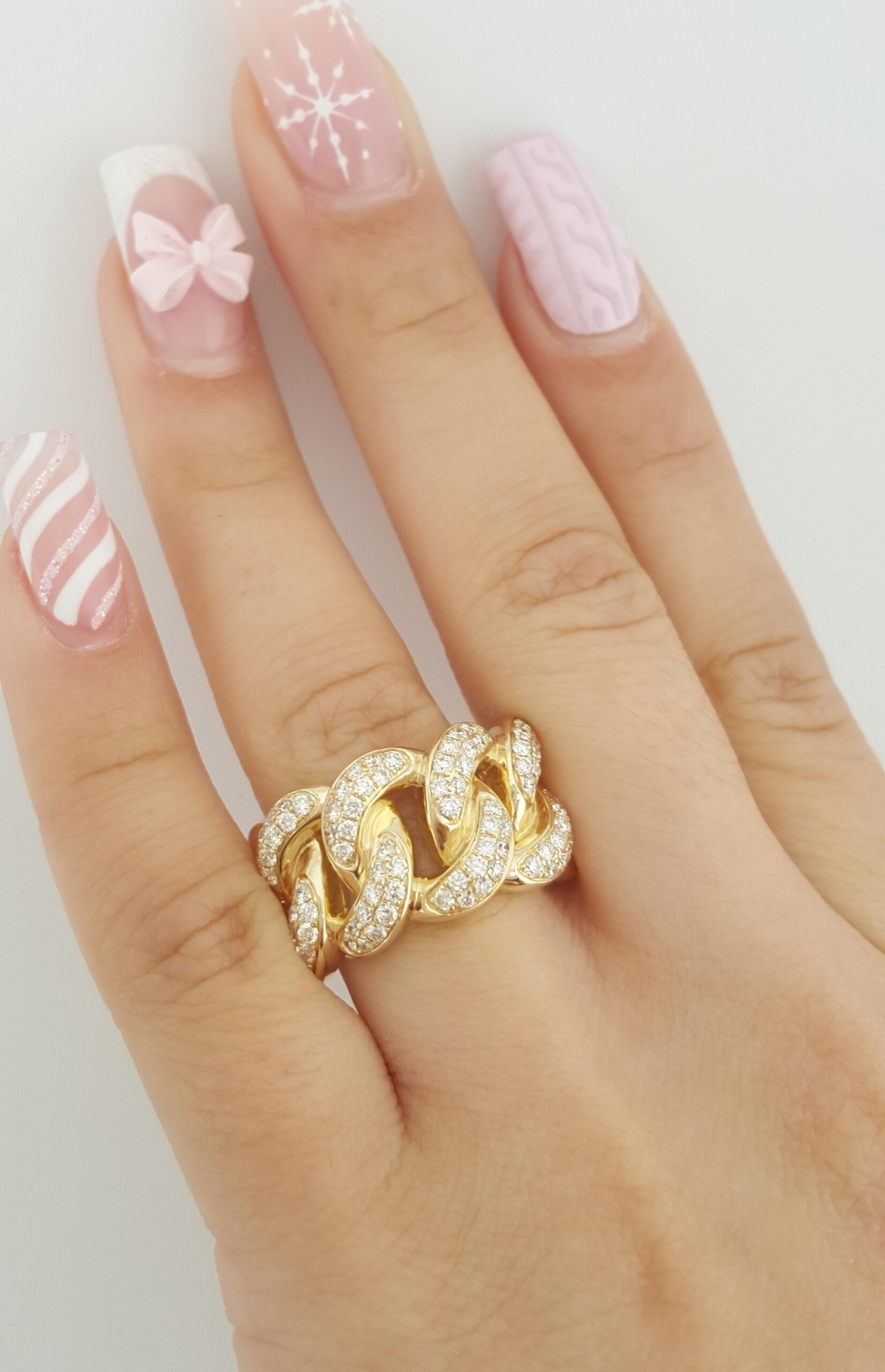 Diamond Cuban Link Gent's Ring 1.3 ct 14k Yellow Gold 8.8 Grams