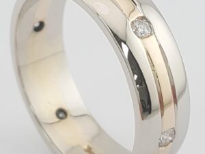 14k White & Rose Gold 0.24 ct Diamond Men's Wedding Band Ring 6.5 mm
