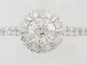 Natural Round Diamond Halo Engagement Ring 14k White Gold 1.5 ct