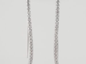 Diamond J Hook Drop Threader Earrings 0.65 ct 14K White Gold Retail $2,995