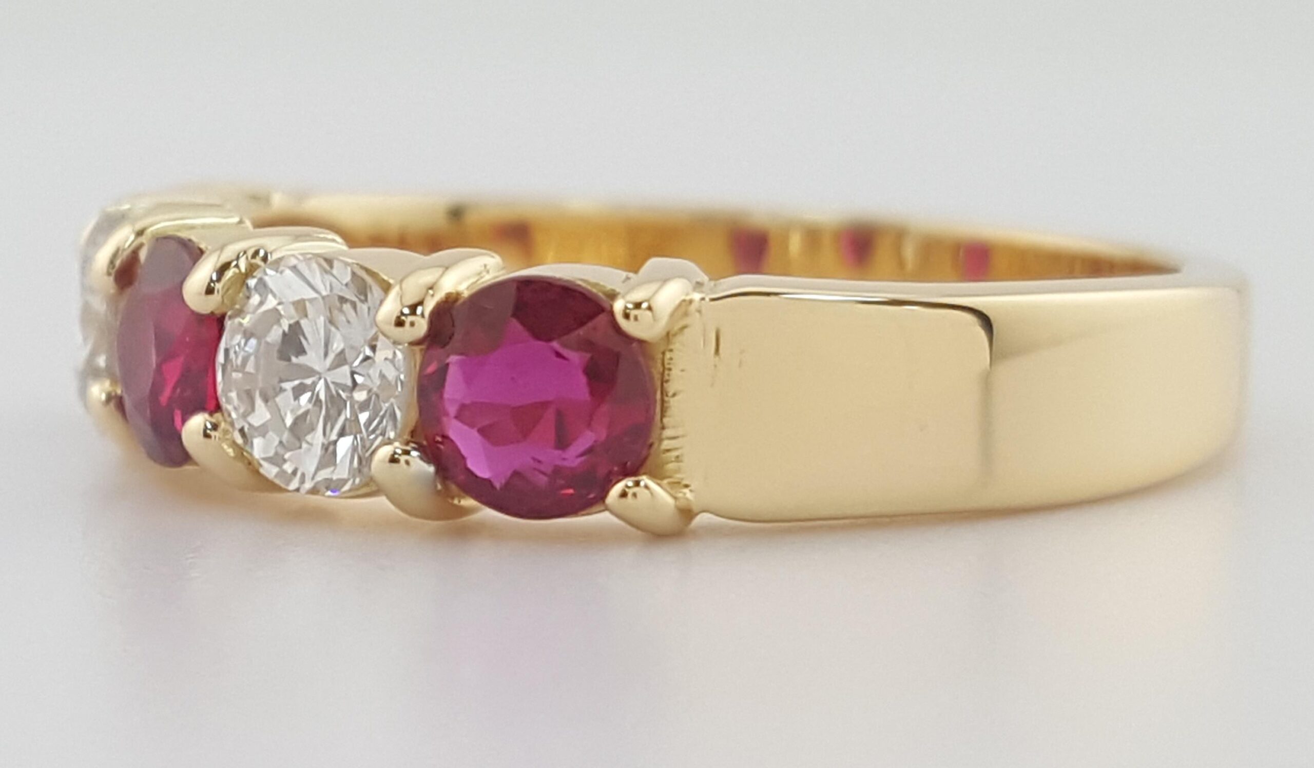Ruby & Diamond 5 Stone Ring 1.32 ct 18k Yellow Gold