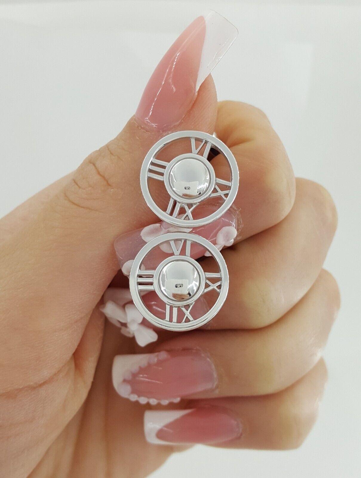 Tiffany & Co Atlas Roman Numerals Round Cufflinks 18k White Gold Italy 14 Grams