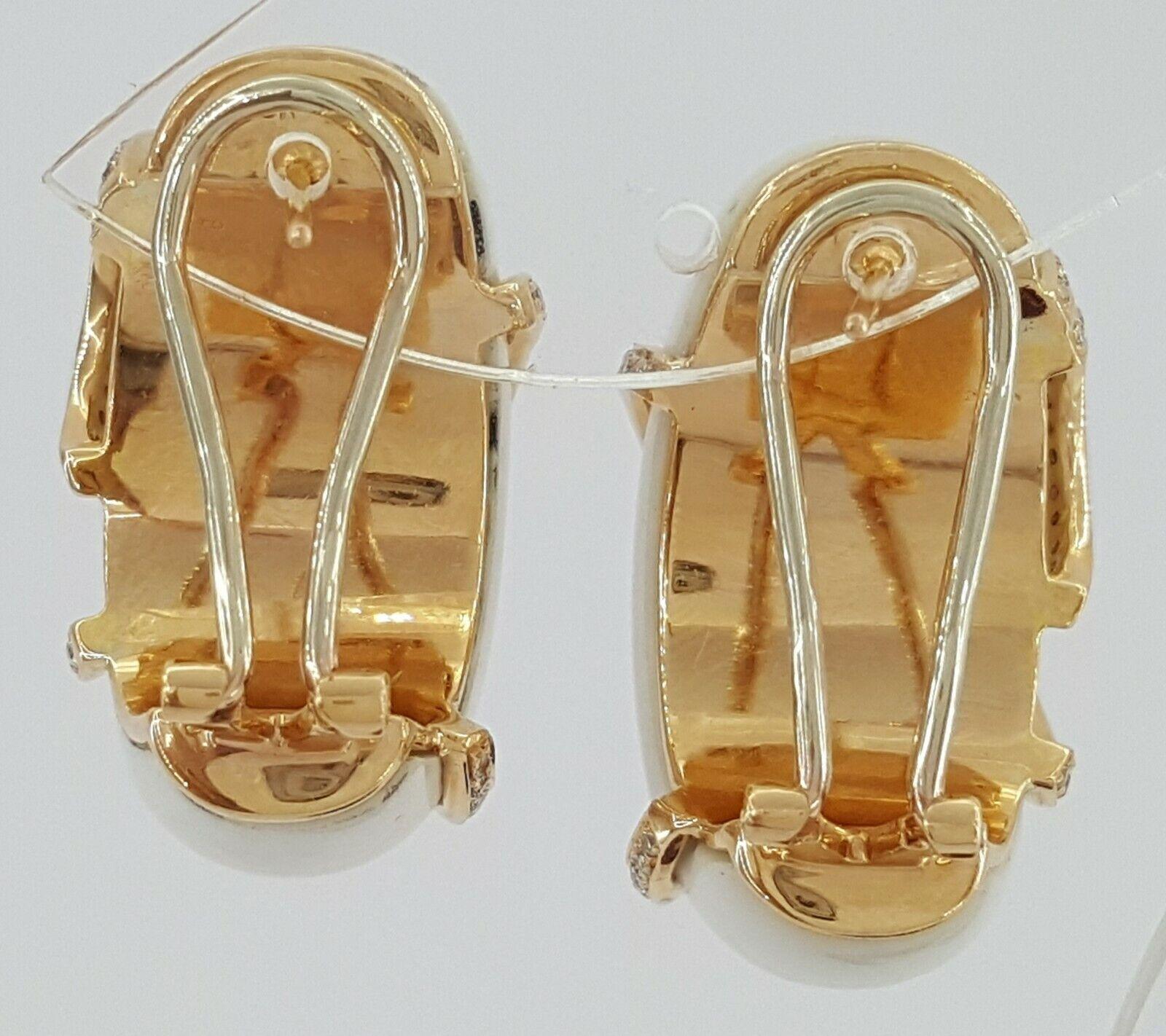 White Chalcedony & Round Diamond Earrings 0.75 ct 18k Rose Gold Rtl 3995