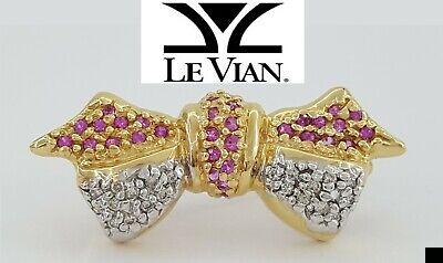 LeVian Le Vian 14K Yellow Gold 0.85 ct Pink Sapphire & Diamond Bow Pin Brooch