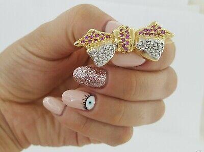 LeVian Le Vian 14K Yellow Gold 0.85 ct Pink Sapphire & Diamond Bow Pin Brooch