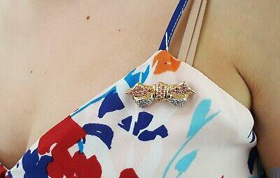 LeVian Le Vian 14K Yellow Gold 0.85 ct Pink Sapphire & Diamond Bow Pin Brooch