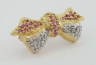 LeVian Le Vian 14K Yellow Gold 0.85 ct Pink Sapphire & Diamond Bow Pin Brooch