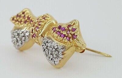 LeVian Le Vian 14K Yellow Gold 0.85 ct Pink Sapphire & Diamond Bow Pin Brooch