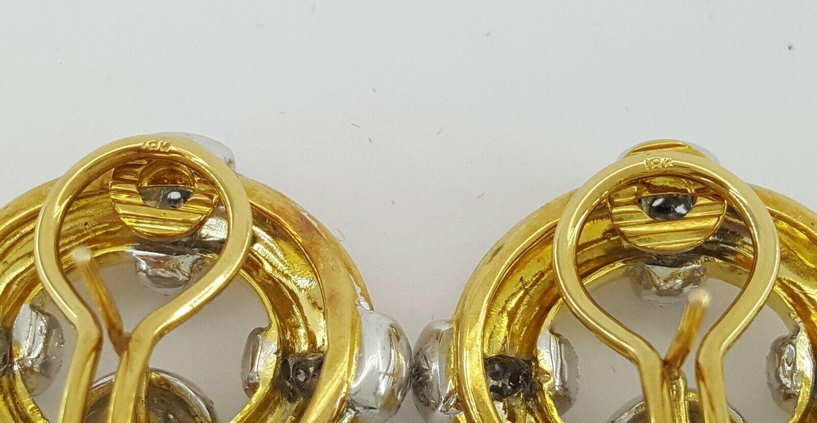 Vintage 18k Yellow Gold South Sea Pearl & 1.2 ct Diamond Earclips Earrings 31.1g