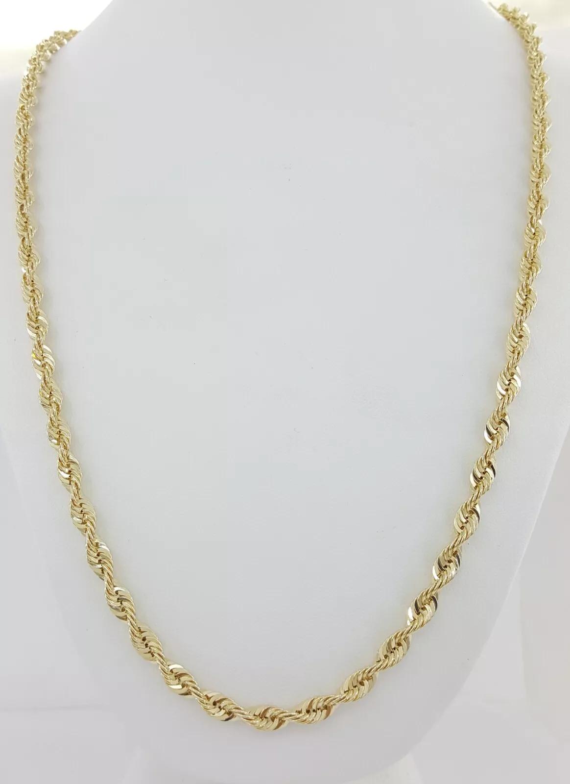 Yellow Gold Lightweight Diamond Cut Rope Chain Necklace 10K 28" 17.3 Grams 5 mm
