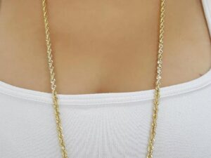 14K Yellow Gold Diamond Cut Rope Chain Necklace 30" 33.7 Grams 3.7 mm