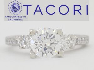 Tacori Crescent Platinum Three 3-Stone Semi-Mount 0.48 ct Engagement Ring $5,720