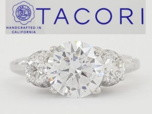 Tacori Three 3-Stone Round Semi-Mount 0.47 ct Engagement Ring Platinum $6,410