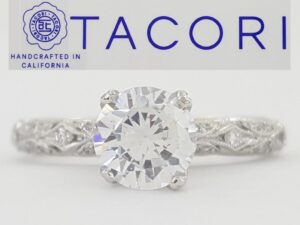 Tacori Platinum Semi-Mount Diamond Engraved Engagement Ring 0.35 ct Rtl $4,950