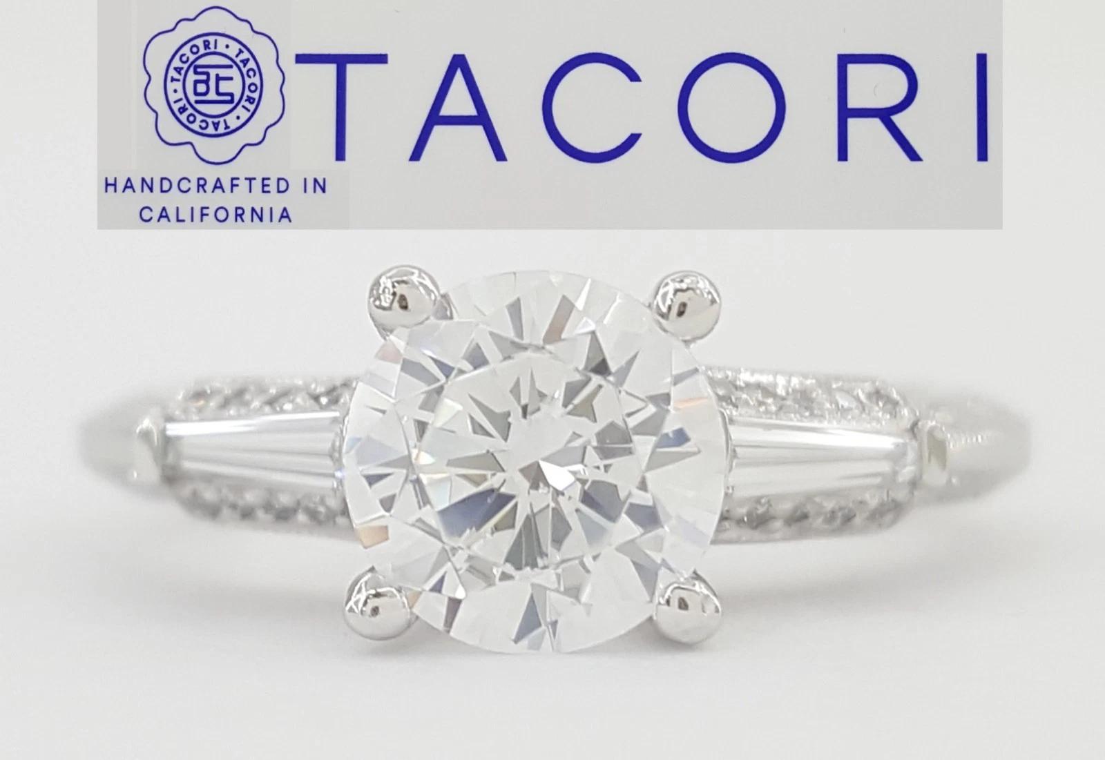 Tacori Three 3-Stone Round Semi-Mount Engagement Ring 0.24 ct Platinum Rtl 5,120