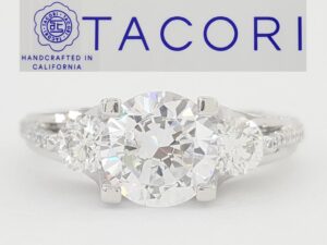 Tacori Semi-Mount Round Three Stone Engagement Ring Platinum 0.71 ct Rt $7,450