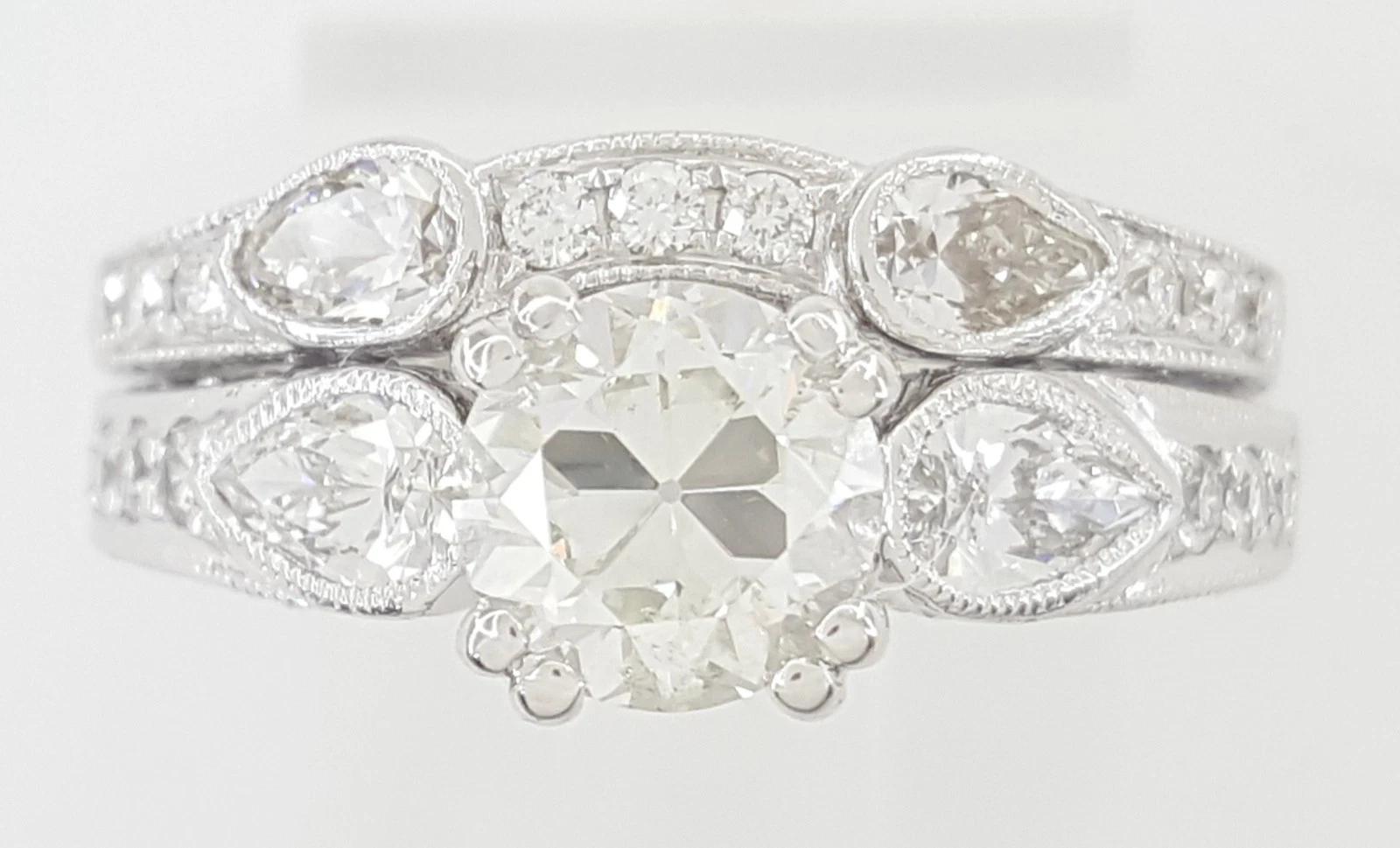 Vintage Old European Cut Diamond Engagement Wedding Ring 2.34 ct 14k