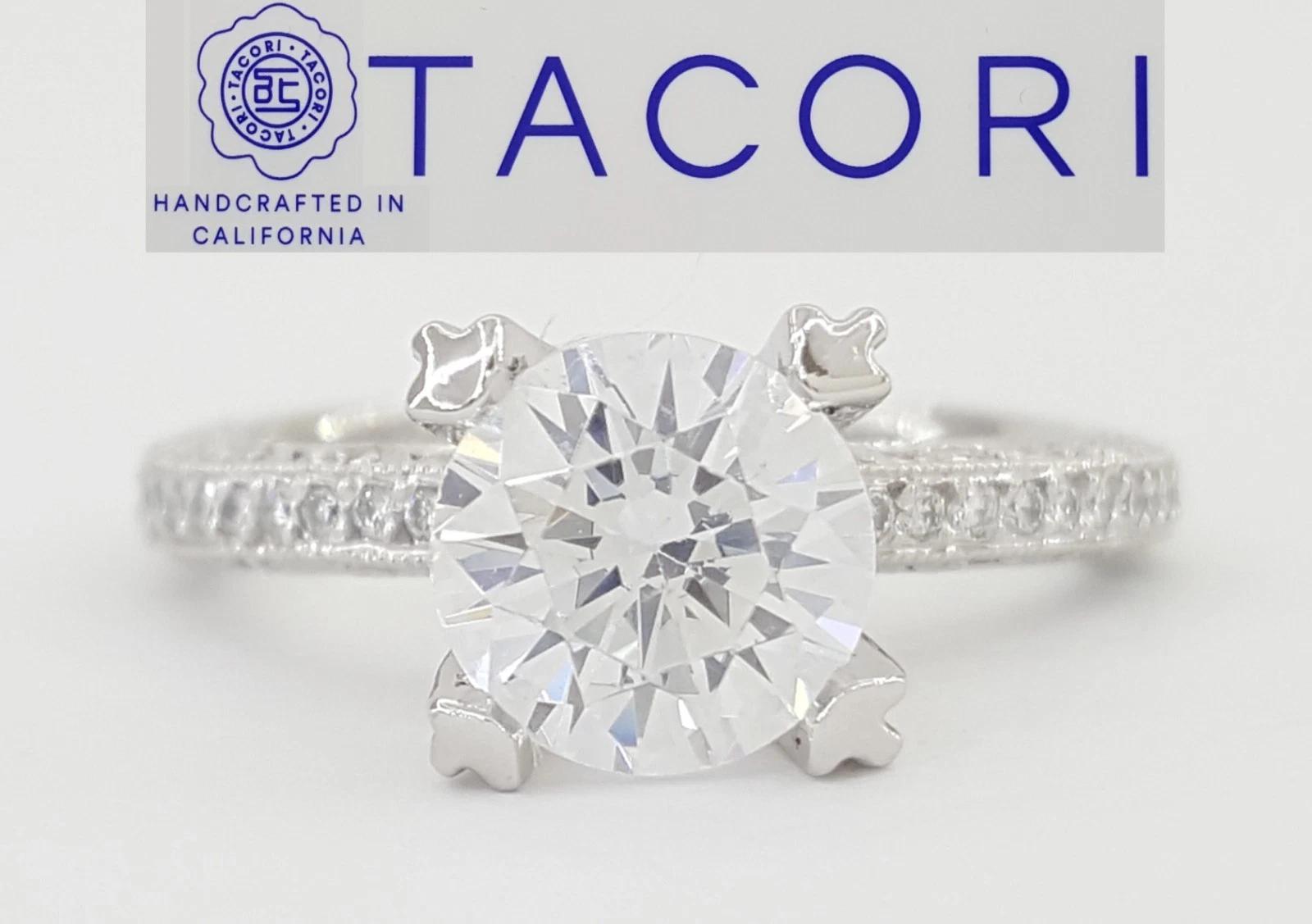 Tacori Platinum Semi-Mount Diamond Solitaire Engagement Ring 0.72 ct Rtl $7,010